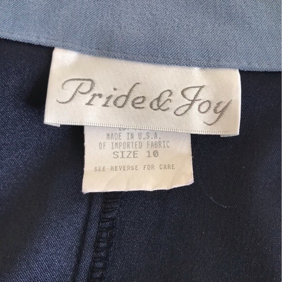 Vintage Pride and Joy Patchwork Faux Suede Duster Blue Jacket Women Size 10 - Picture 5 of 11